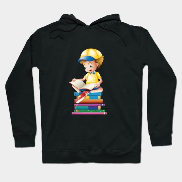 Boy book reading Hoodie by madihaagill@gmail.com